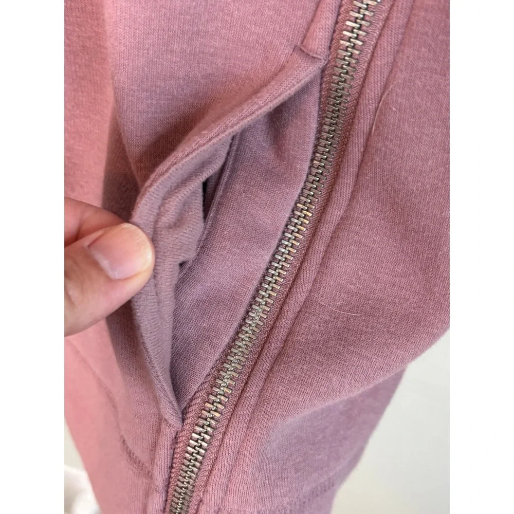 Athleta Mock Neck Side Zip Sweatshirt Mauve Womens Small Pullover Fleece Pockets - Picture 5 of 9